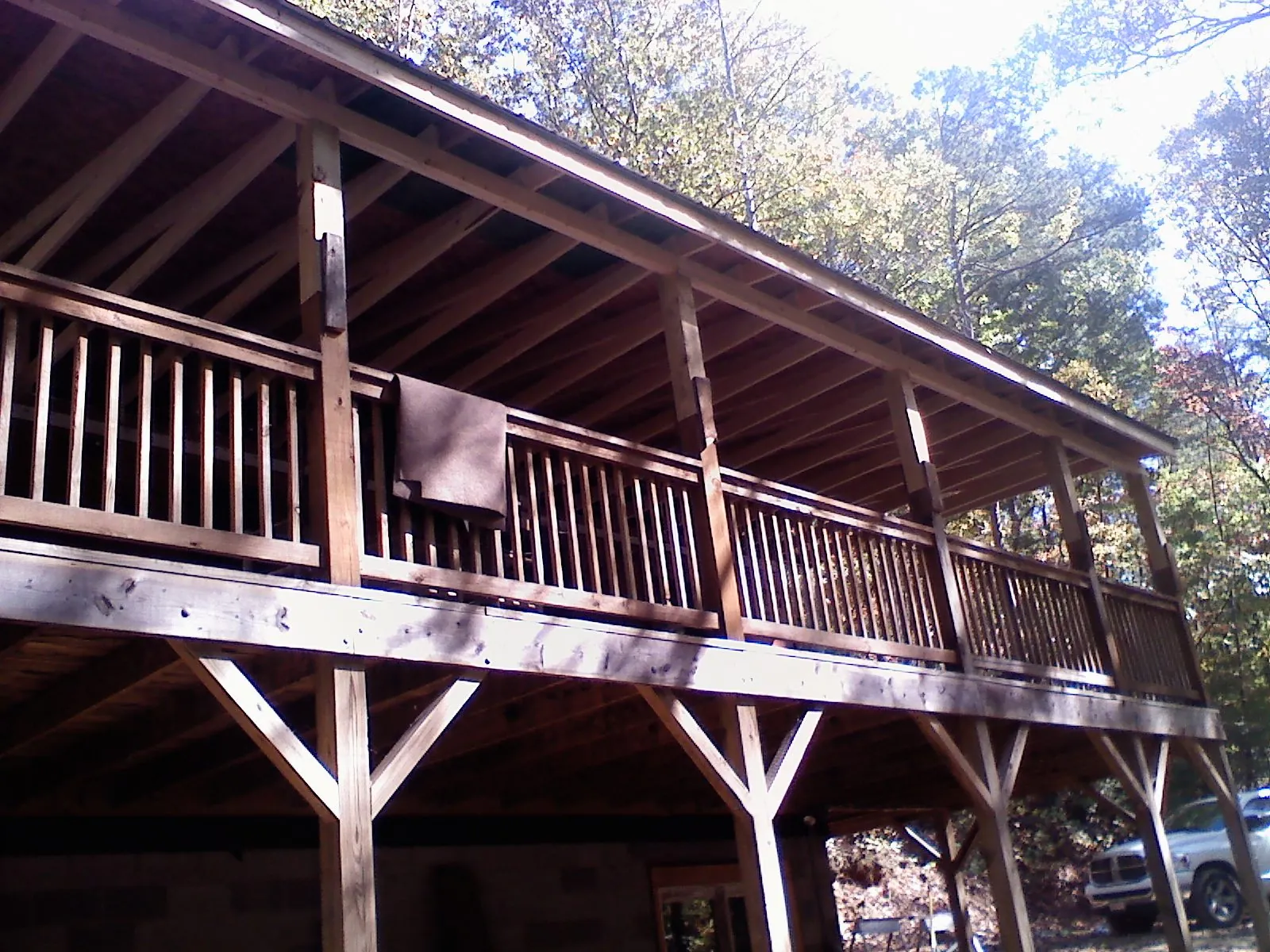 Timber framing under a new elevated porch and deck — Roof Leak Repair in Mokena by Roofing Brothers